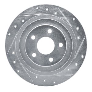 Subaru Legacy Brake Rotor (1) - Rear Right - R1 Concepts - Drilled & Slotted - Silver - `00-`06